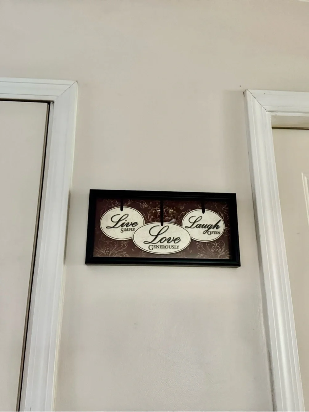 Live Love Laugh Wall Art - Black Frame with Cream Accents